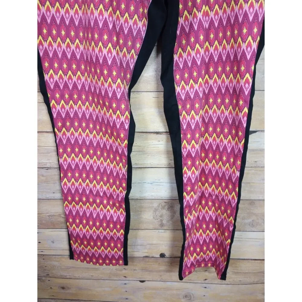 Ashley Stewart Women Jeans Pants 20 Pink Yellow Black Chevron Stretches